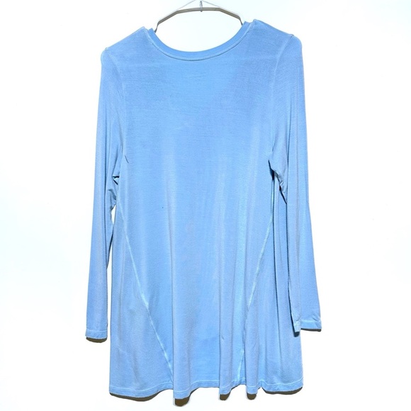 Soft Surroundings Sublime Long Sleeves Plunge Neck T-Shirt In Glacier Blue PXS - Picture 6 of 11
